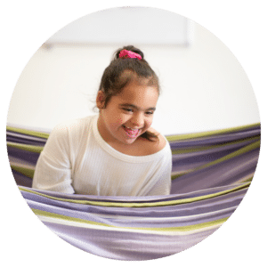 A young child in a hammock