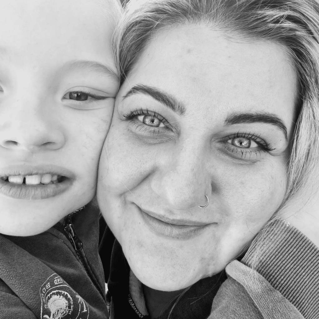 A woman and her child taking a selfie
